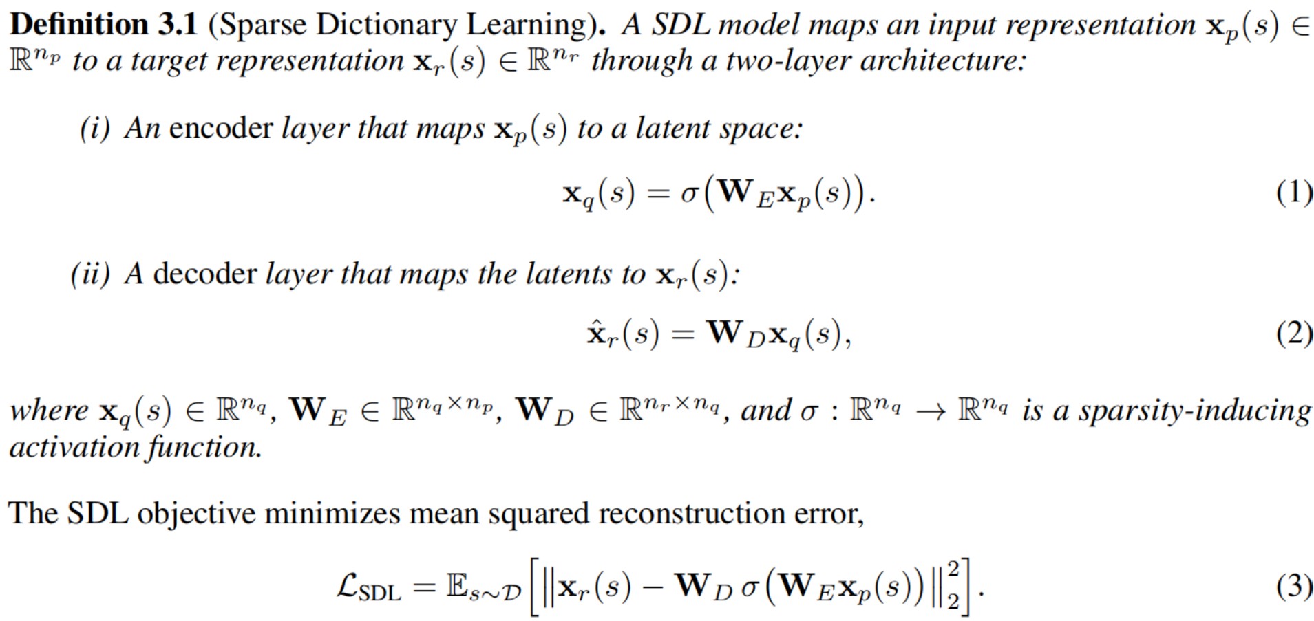 Definition 3.1: Sparse Dictionary Learning